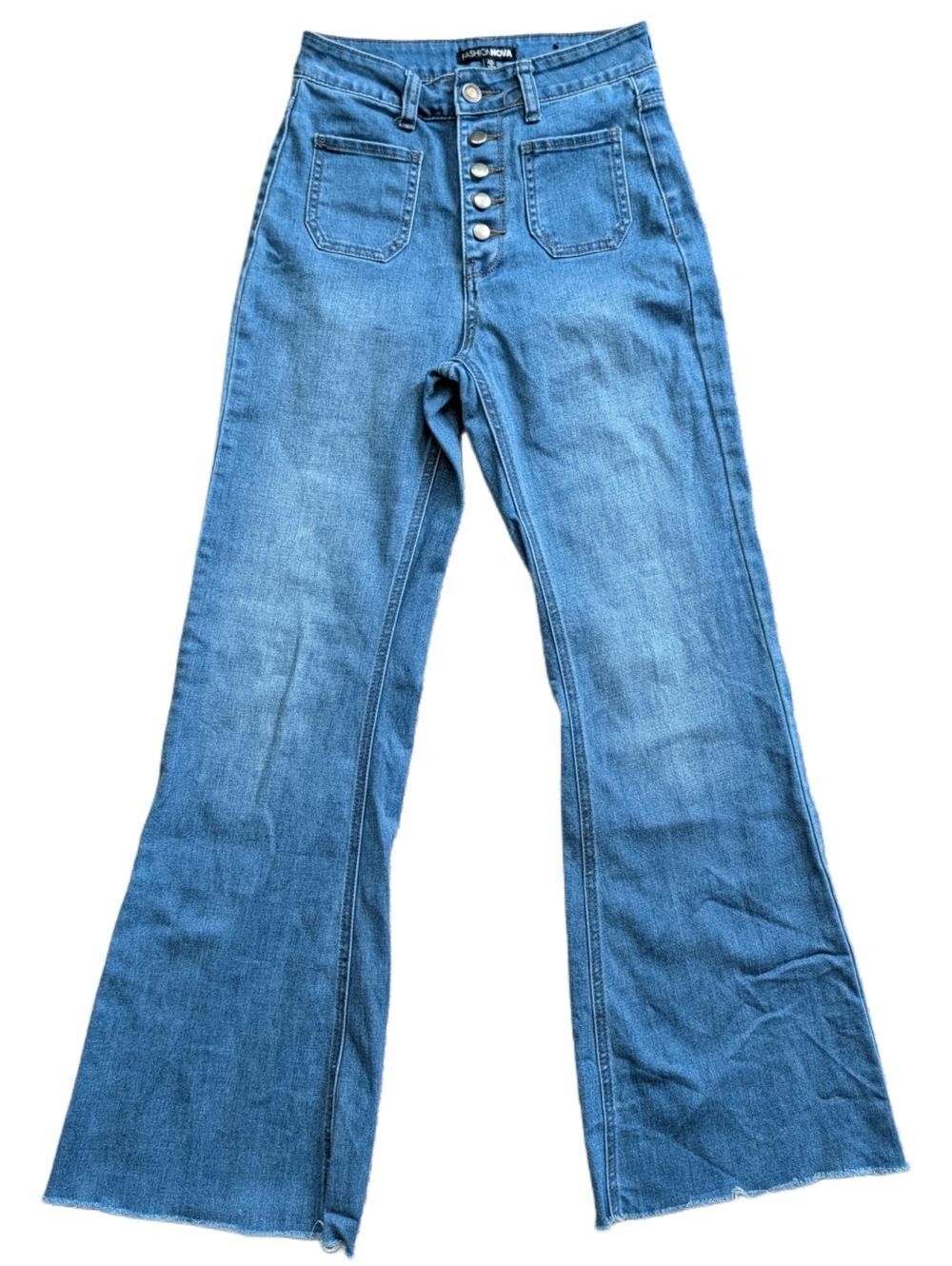 Fashion Nova Womens Medium Blue Wash Skyscraper Flare Denim Jeans Size 26